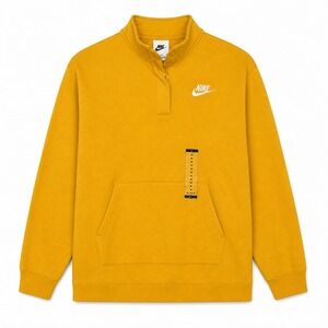 Nike Pullover Sweatshirt‎ Yellow Half Button Medium NWT Terry